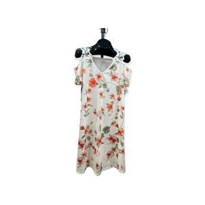 Fast Fashion Floral Cream Pink Peach Lace Cold Shoulder Plus Dress Size 2XL